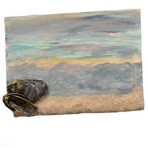 Wall Art, Painted Canvas - Beach Waves with Blue Skies